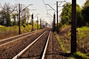 Two railway tracks on a clear day