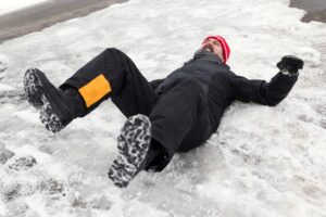 slipped on ice at work