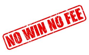 The words 'No Win No Fee' in red block capitals at an angle on a white background.