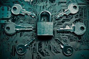 PADLOCK INDICATING DATA PROTECTION LAW ON A COMPUTER HARD DRIVE