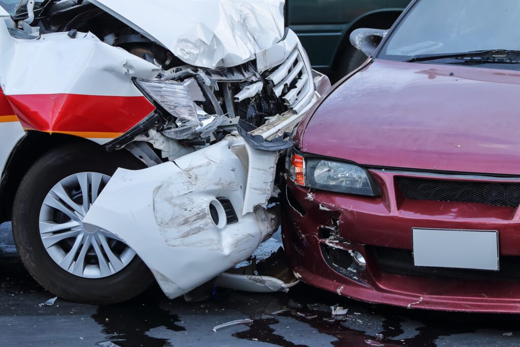 Two vehicles have been invovled in an accident. 