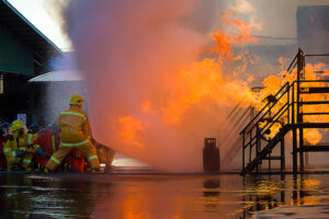 Firefighters fighting a fire